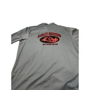 Harley Davidson Mens 3XL Gray Shirt Button-Up Short Sleeve Warthog Pig Hog Biker